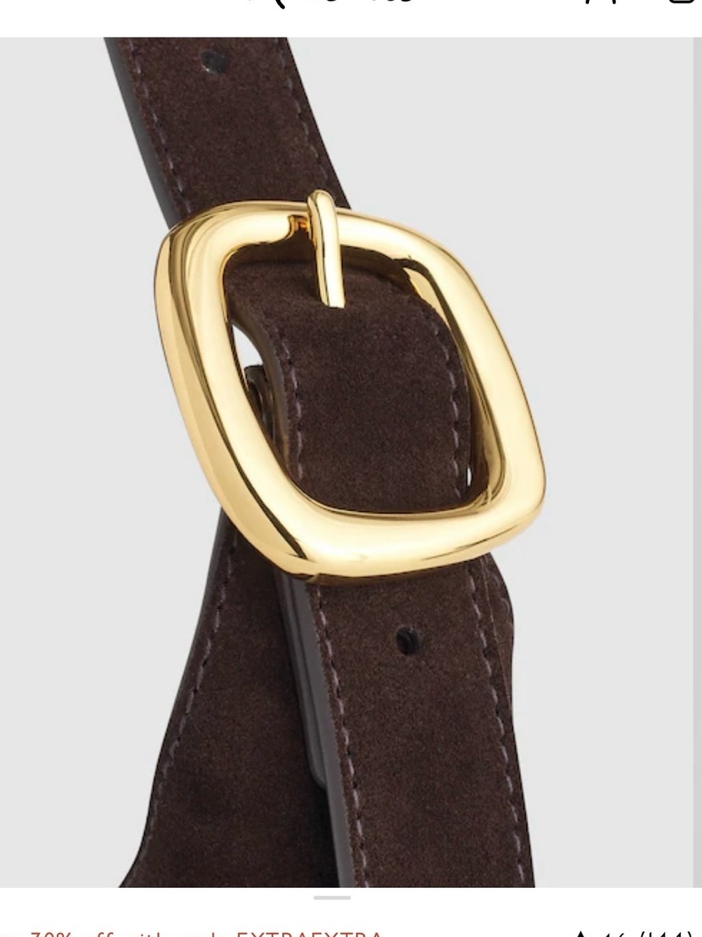 Madewell Dark Brown Suede Shoulder Bag with Gold Buckle Accent - Picture 2 of 6
